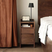 北欧实木床头柜家用小卧室北美黑胡桃木极窄床边柜现代简约收纳柜