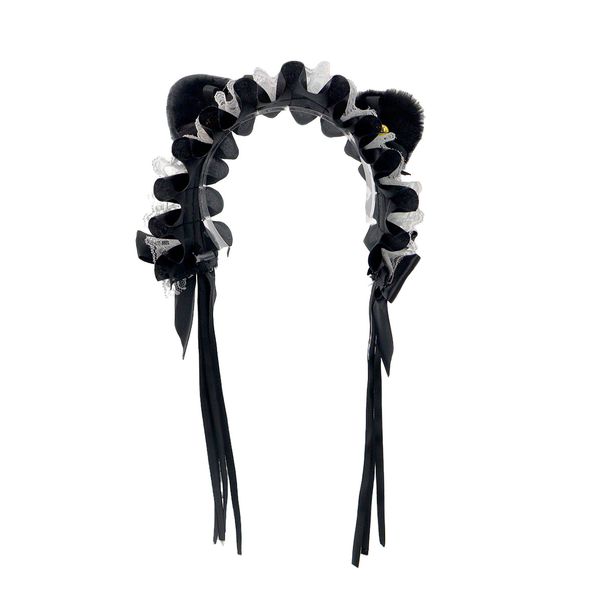 Lolita orejas de gato adornamiento de cabello arco campana de encaje borde clip de cabello banda de malla pulsera de hilo orejas de animales correa de cabello