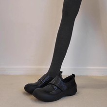 羊皮版~法式通勤圆头厚底小皮鞋女气质黑色乐福鞋深口软底单鞋
