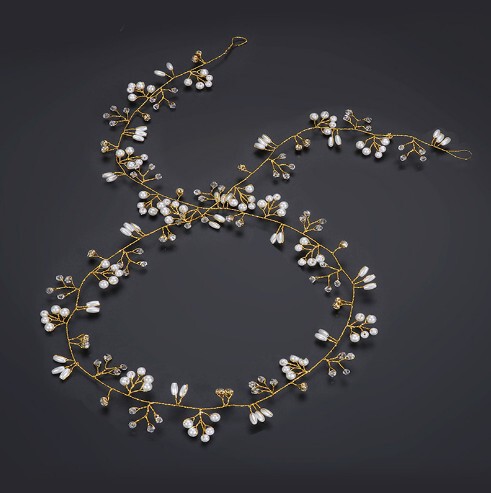 Juli European and American Style Bridal Long 1m Handmade Pearl Hairband Headpiece for Wedding Dresses & Gowns