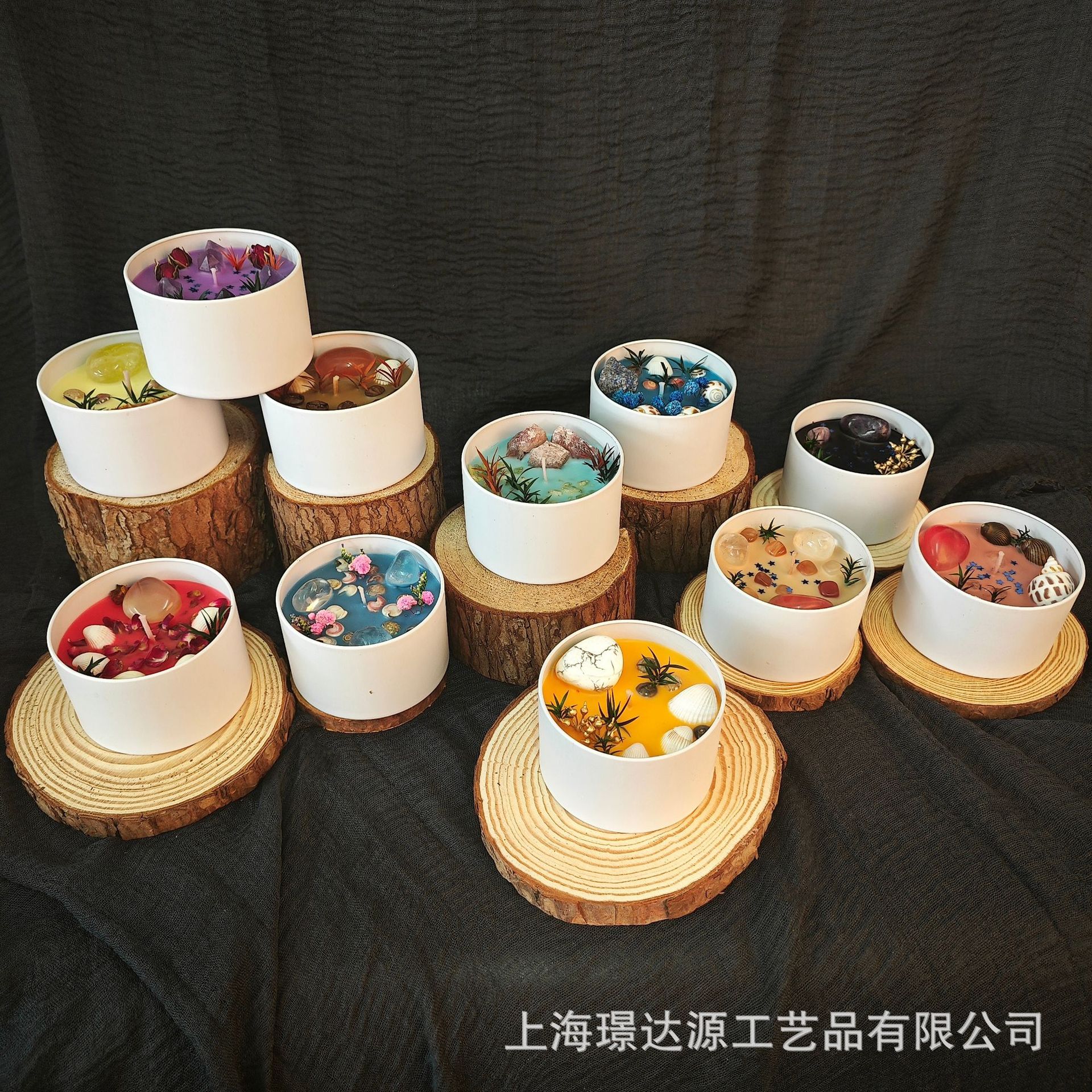 香薰蜡烛干花水晶蜡烛ins铁罐天然大豆蜡永生花香薰蜡烛跨境爆款