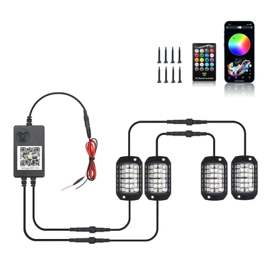 car chassis light RGB colorful: Other lights - 3d-lens-chassis-light-to-four-dual-control-app-remote-control-boxed
