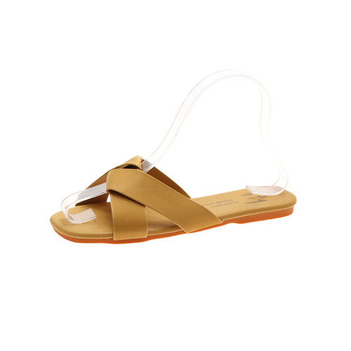 One-line flat-soled women's slippers 2024 summer new Korean style comfortable letter student beach women's shoes trend