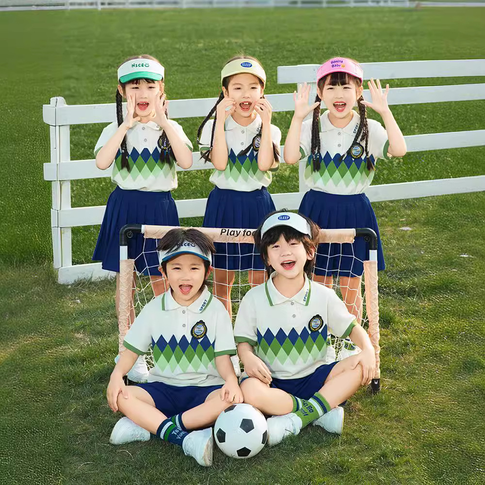 Preschool Summer Uniform, British Style Sporty Class Attire Set, June 1st Performance Graduation Photos, Primary School Students' School Uniform