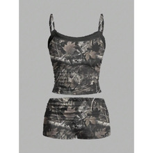 P 23455 Ruffle cami shorts set ��Ҷ�ߵ����̿���װ�羳��