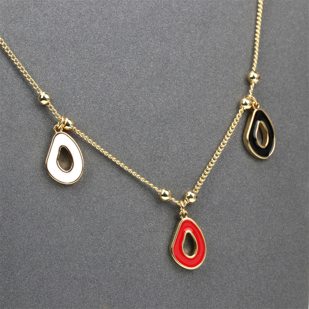 Fashion Irregular Hollow Geometric Oil Drop Copper Gold-plated Bead Necklace display picture 3