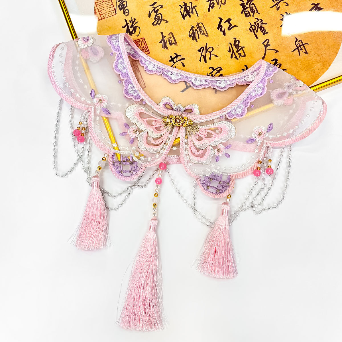 Oganza industria pesada accesorios de ropa china falso cuello mariposa bordado lindo pequeño chal decoración collar hombro nube al por mayor image 7