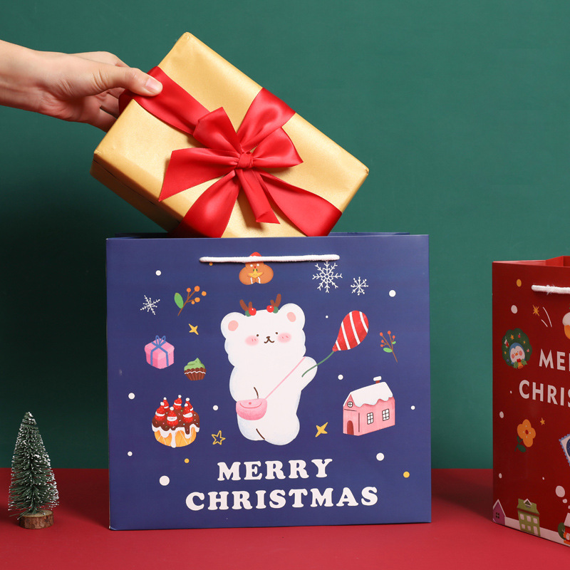 Bolsa de regalo de dibujos animados de Navidad Bolsa de regalo de Navidad de alta gama Nochebuena Apple Candy biscuit snack bolsa de embalaje