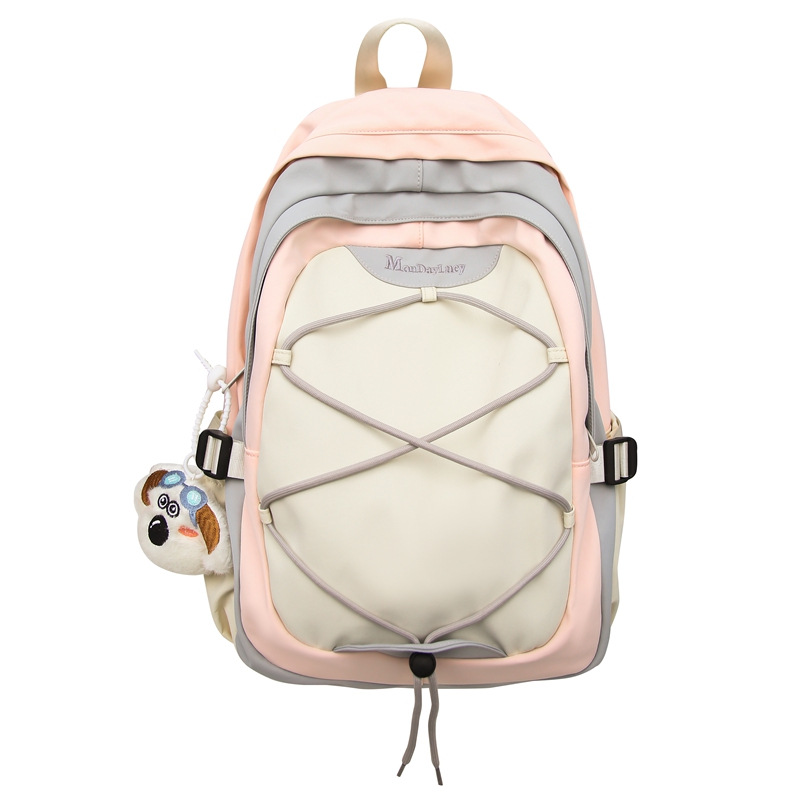 Estilo al aire libre, mochila a pie, mochila ligera de nicho, mochila gris de alta calidad para niñas de secundaria