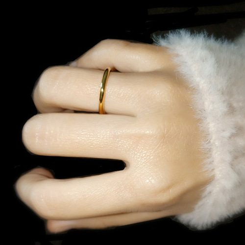Advanced photosensitive surface plain titanium steel ring for women, cold style, simple, fashionable, light luxury, 18k gold tail ring, index finger ring