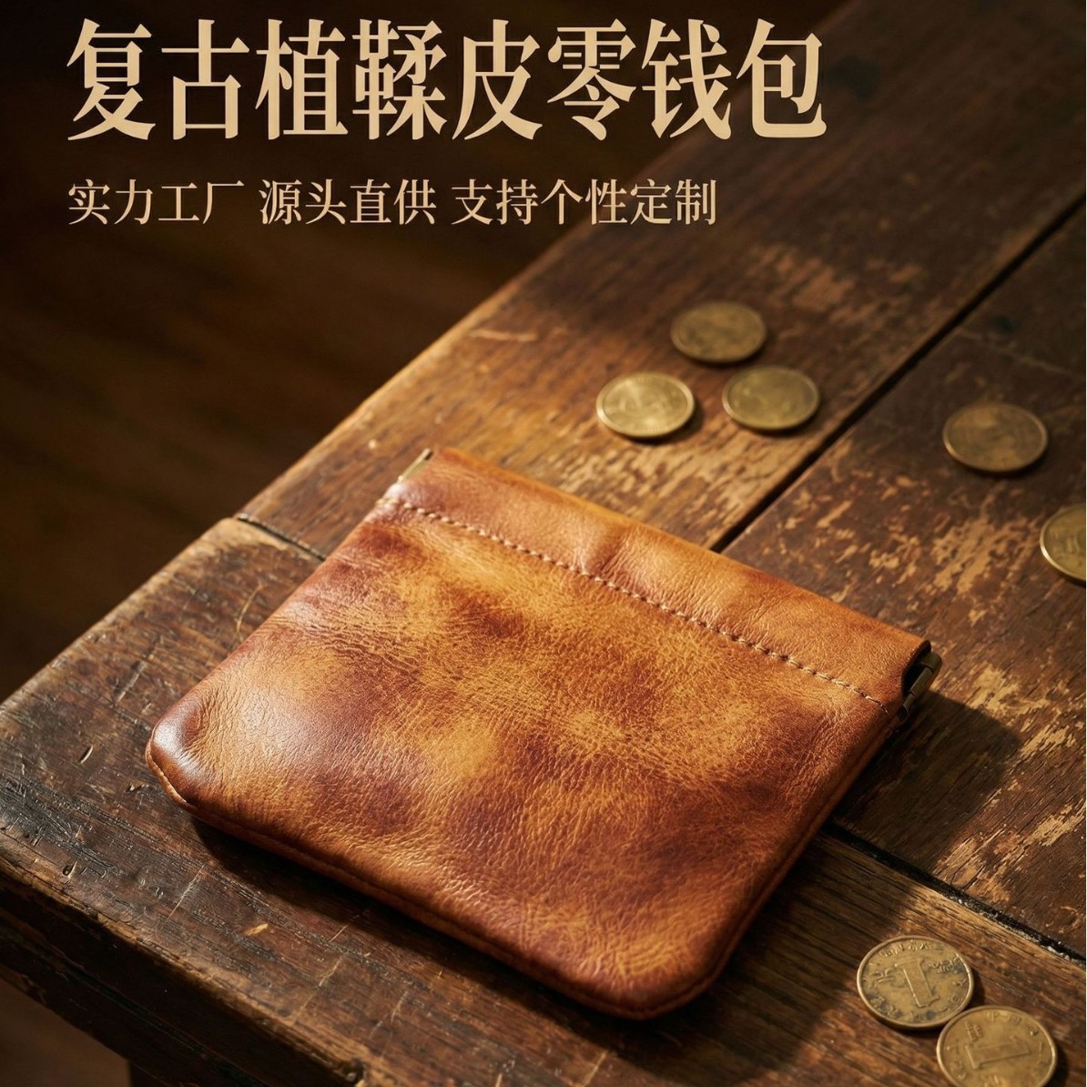 Amazon's Popular First-Layer Cowhide Vintage Storage Bag, Portable and Exquisite Cosmetic Bag, Automatic Closing Magnetic Coin Purse