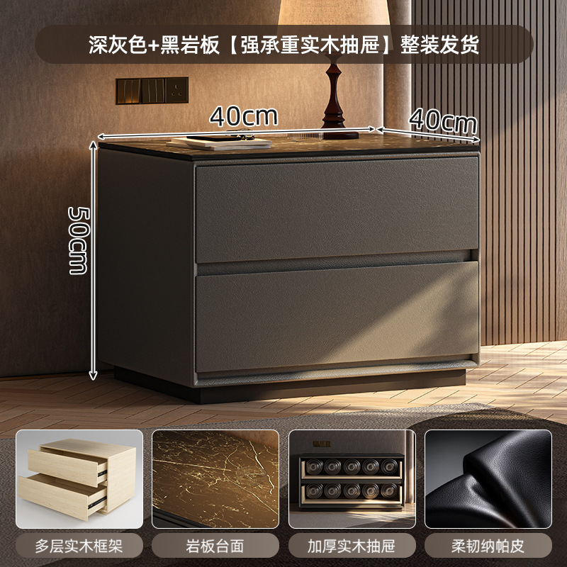 Armario de almacenamiento de mesita de noche todo en uno 2025 nuevo armario de almacenamiento de dormitorio doméstico de gran tamaño armario italiano de madera maciza de lujo ligero