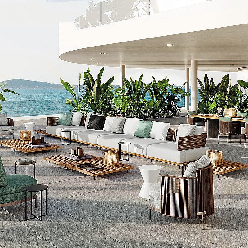 Combinación de sofá al aire libre Villa patio jardín ocio Silla de ratán diseñador modelo habitación al aire libre balcón muebles de ratán