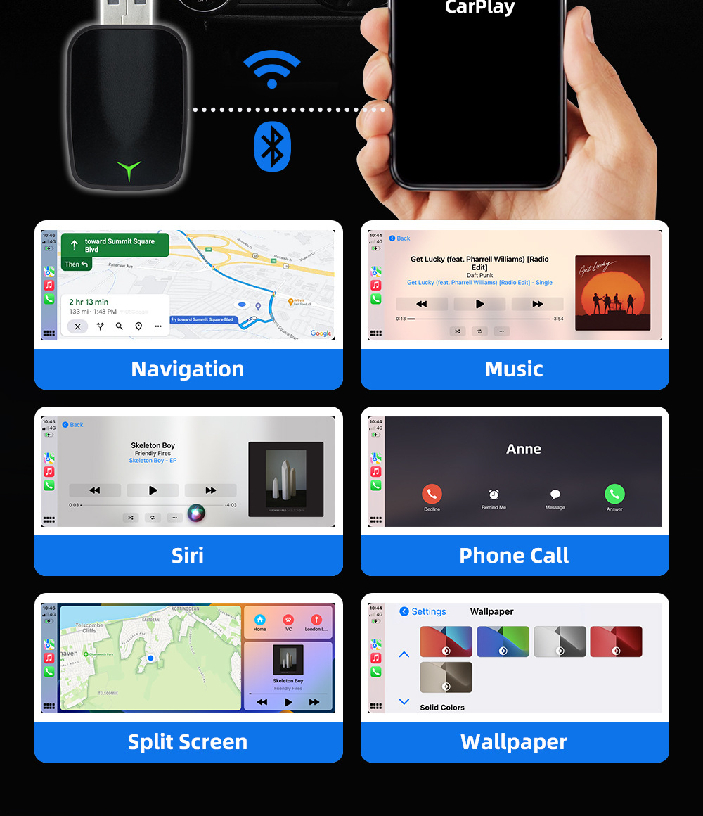 Cross-Border Car Wireless Carplay Box Portable Android Autocarplay Module Car-Machine Connectivity Smart Box