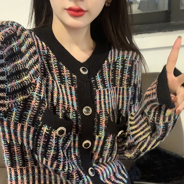 2023 Autunno Nuovo Moda Eleganza Cappotto Donna Stile Lazy Piccolo Girocollo Maglia Top_voghion.com