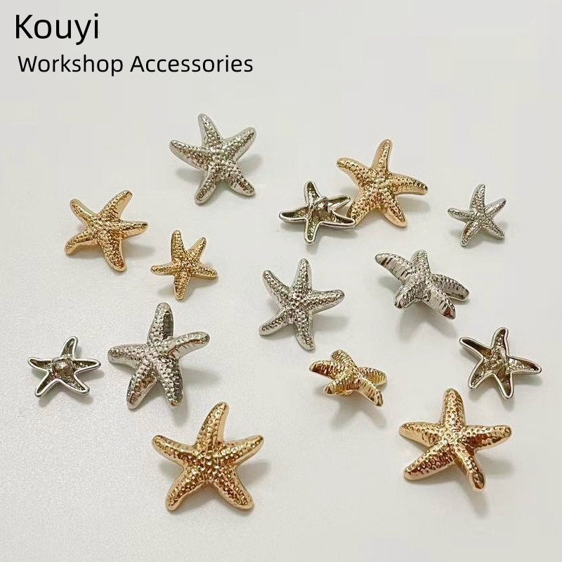 Ocean Series Metal Star-Shaped Coat Buttons, Sweater Fashion Jacket Versatile Hand-Sewn Buttons, Starfish-Shaped Ocean Series Metal Star-Shaped Coat Buttons, Sweater Fashion Jacket Versatile Hand-Sewn Buttons, Starfish-Shaped