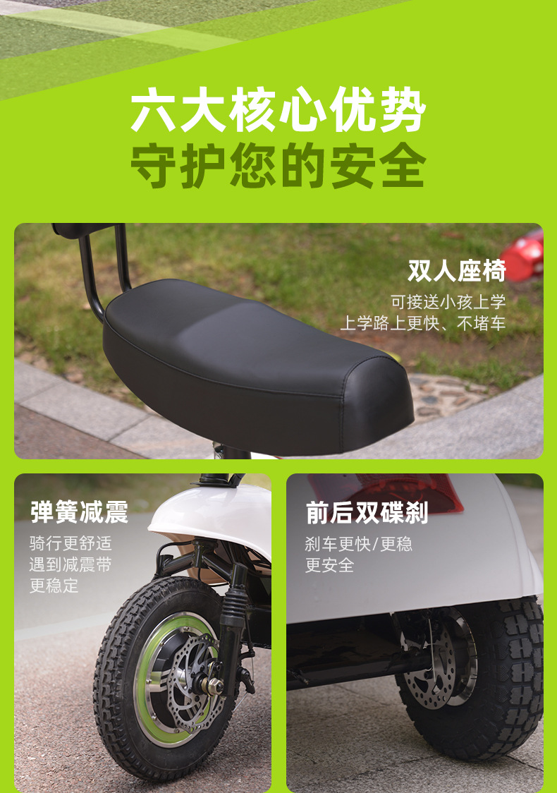 Foldable Elderly Mobility Scooter Electric Tricycle Lithium Battery Two-Seater Scooter Portable Lithium Battery