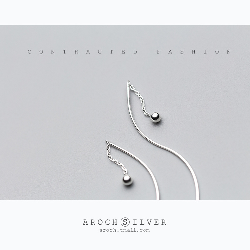 S925 orejas de plata para mujeres coreanas estilo simple orejas de perlas pendientes de perlas onduladas joyas de orejas E9941 image 3