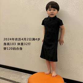 女童旗袍夏民族风短袖裙子小女孩蕾丝连衣裙儿童复古公主漂亮旗袍