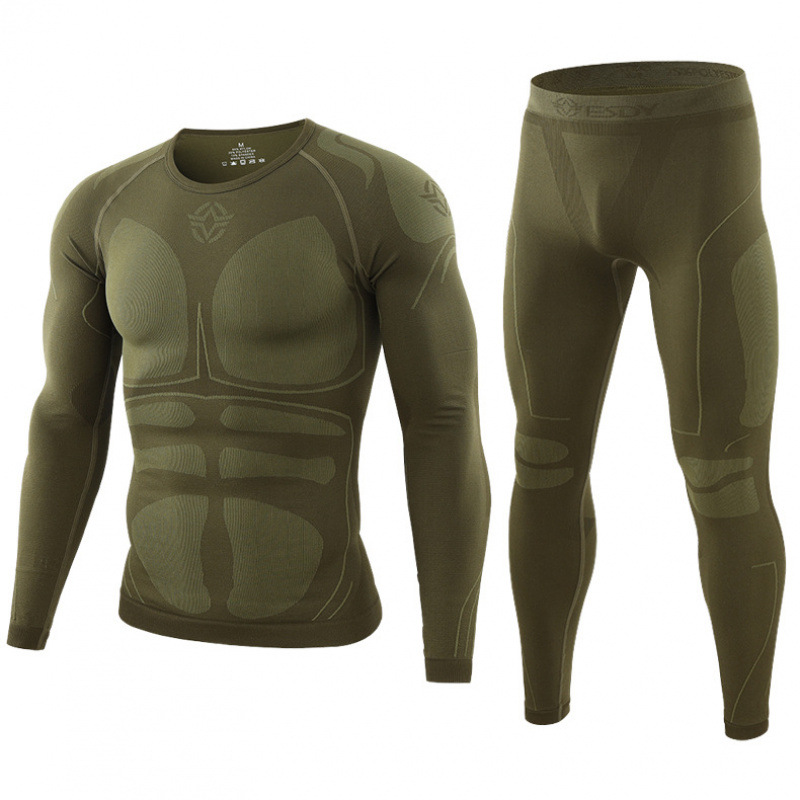 Outdoor Sports Thermal Underwear for Men, Sweat-Absorbent, Breathable, Tight-Fitting Suit, Seamless, Ready for Cycling