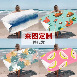 跨境印花沙滩巾吸水速干布超细纤维瑜伽运动毛巾旅行沙滩浴巾