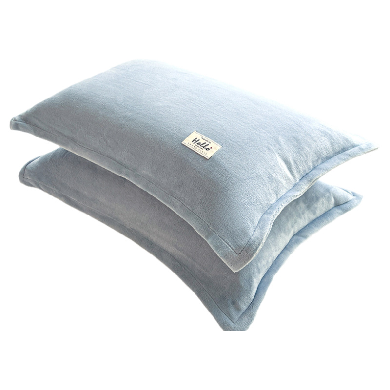 Funda de almohada de lana de leche gruesa de invierno par de 48cm x 74cm Funda de almohada de lana de coral Funda de núcleo de almohada individual 2
