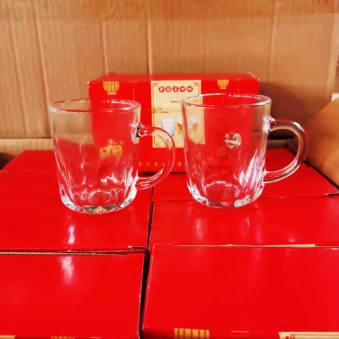 Taza de leche marrón traje hogar conjunto de dos piezas Internet celebridad vidrio taza de agua desayuno taza de avena con mango regalo vidrio