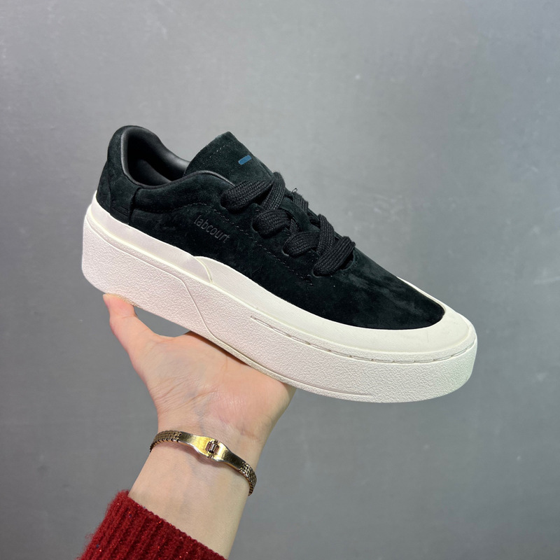 Putian Labcourt Sneakers, Heightening Leather Thick-Soled Women's Casual Shoes, Black and White Versatile Couple Shoes, Normcore Work Clothing Shoes