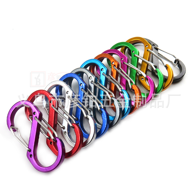 8-character mountaineering buckle aluminum alloy outdoor tent key chain quick-hanging multifunctional backpack double-head hanging buckle color hook