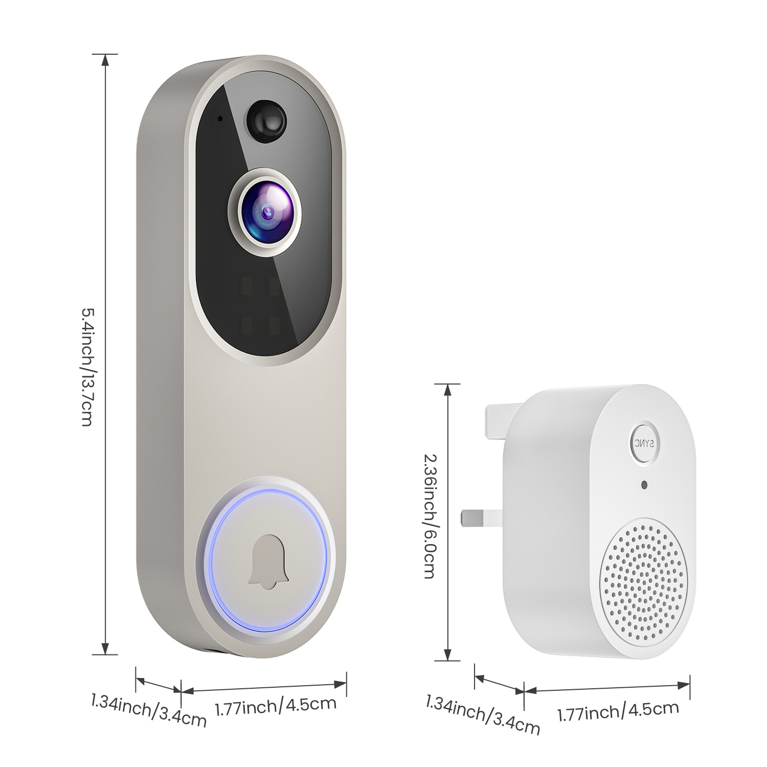 Video timbre Cámara WiFi intercomunicador inteligente monitoreo remoto humanoide reconocimiento HD visión nocturna