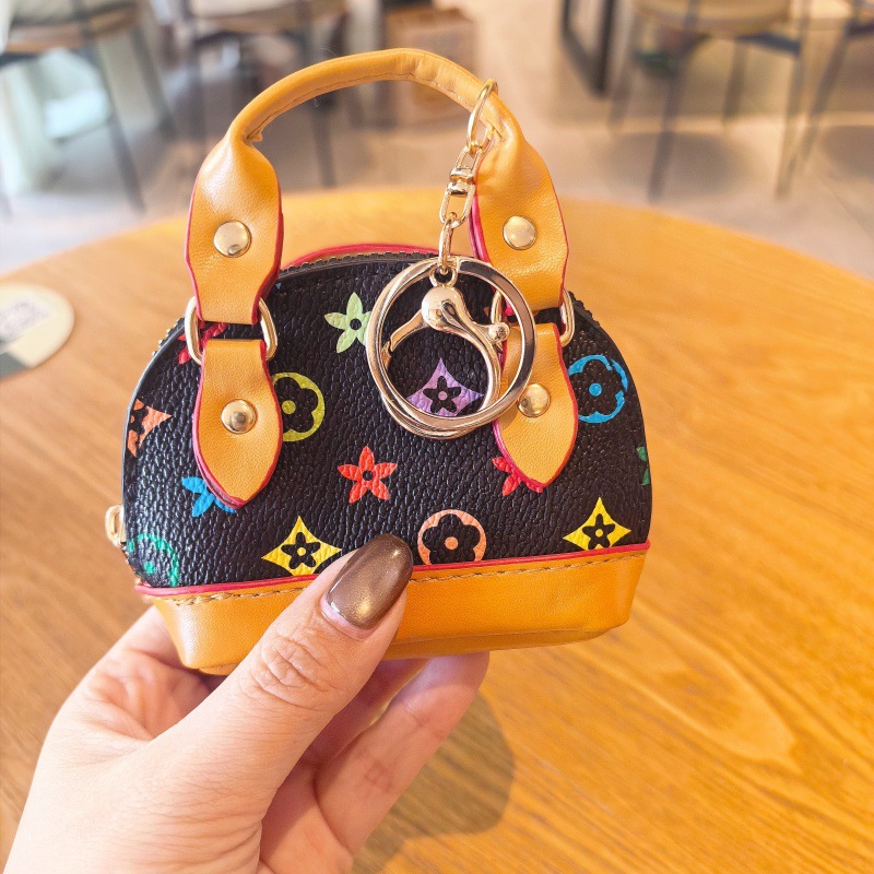 Cross-border European and American style monogram mini bag shell bag charm, simple, textured, fashionable blind box handbag charm