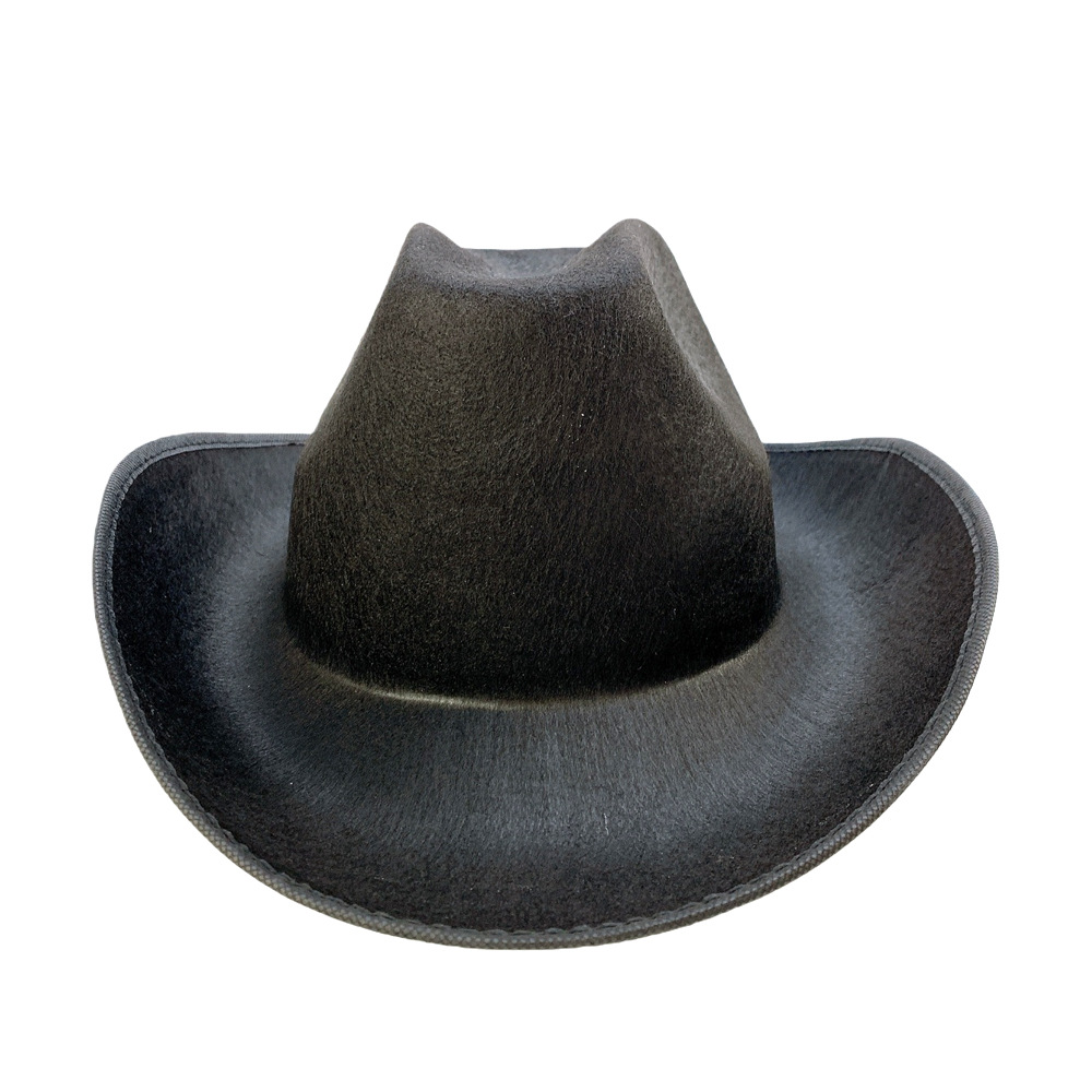 Sombrero de Vaquero Occidental de Fieltro, Borde Ancho y Enrollado para Fiestas