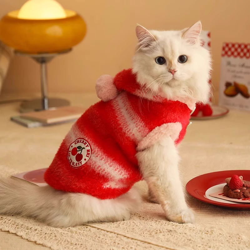 Gato imitación de visón chaleco encapuchado ropa de mascotas Garfield invierno para evitar la pérdida de ropa de invierno para gatos cachorros de invierno