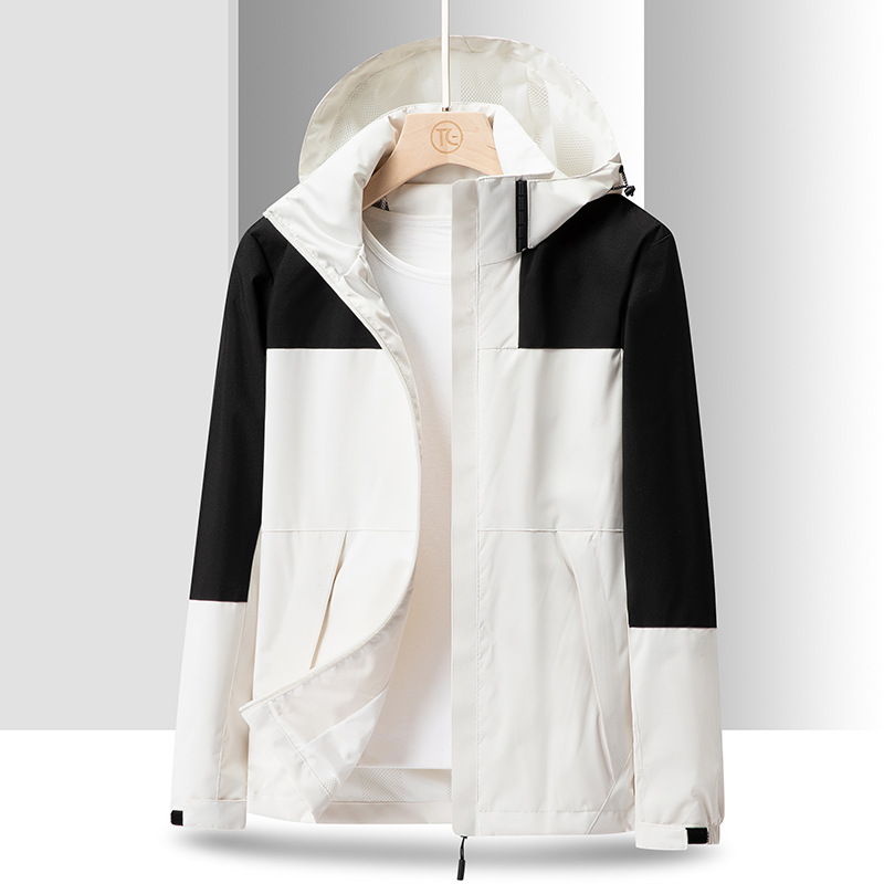 Primavera y otoño deportes al aire libre estilo de pareja al aire libre moda casual sombrero desmontable a juego chaqueta fina a prueba de viento para hombre