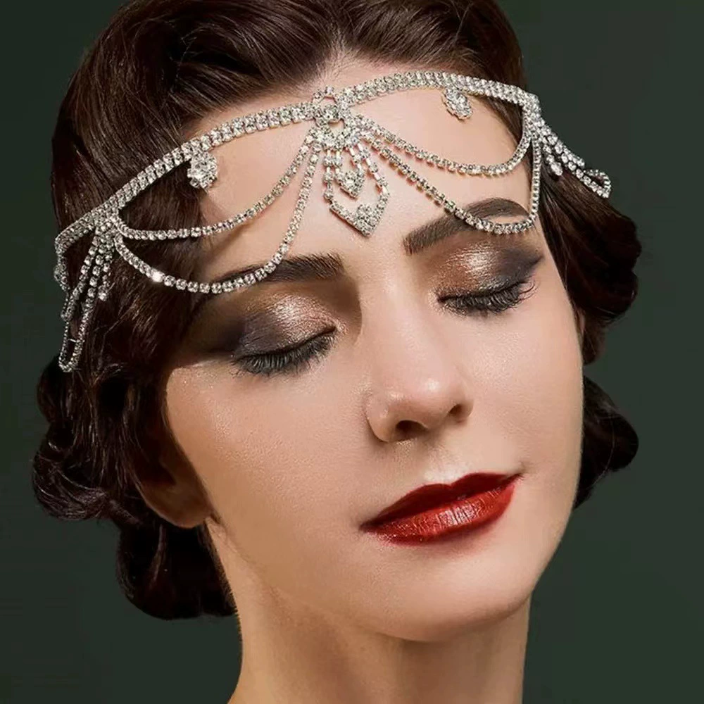 Горячая продажа через границы многослойная цепочка для волос из бахромы со стразами для лба цепи богемная невеста украшения для головных уборов Headwear