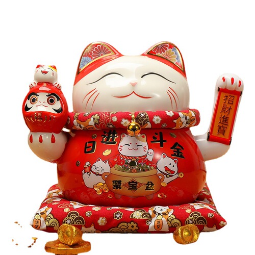 Lucky cat ornaments, large and small, automatic waving hands, shop cashier counter, home living room decoration, lucky cat gifts