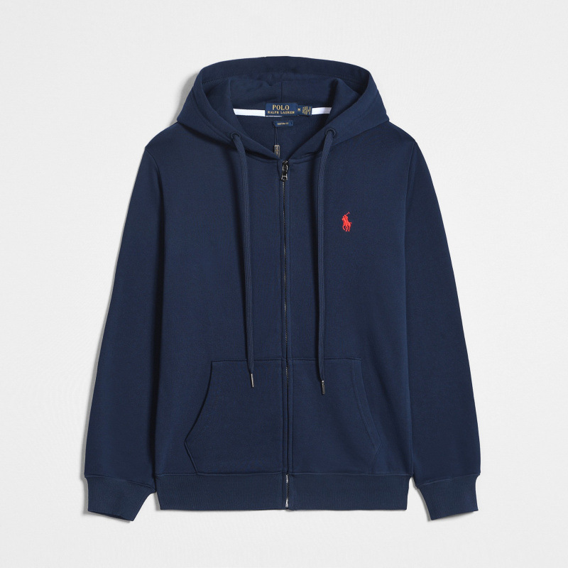 Zippered navy blue red mark