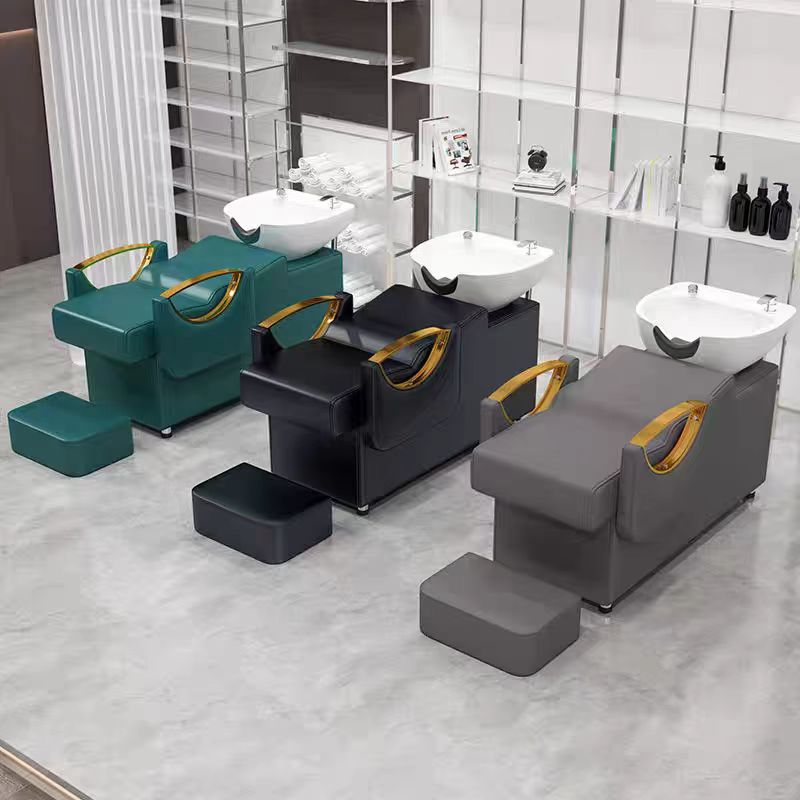 Barbería cama de lavado de cabello semi-recostada salón de peluquería tienda de estilo cerámica lavabo de moda simple lavado de cabello