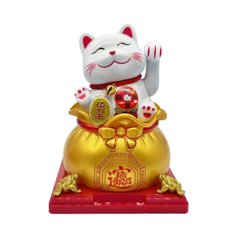New Solar Large Million Two Money Bag Lucky Cat Ornaments Office Decorations Home Opening Ceremony