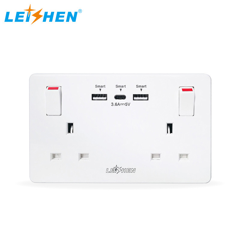 出口英式白色墙壁开关插座  新款香港墙壁插座