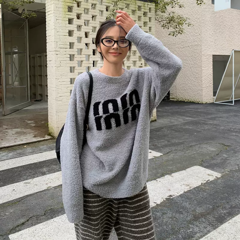 绵绵热能睡衣套装秋冬季新款半边绒加厚保暖宽松条纹家居服软糯女
