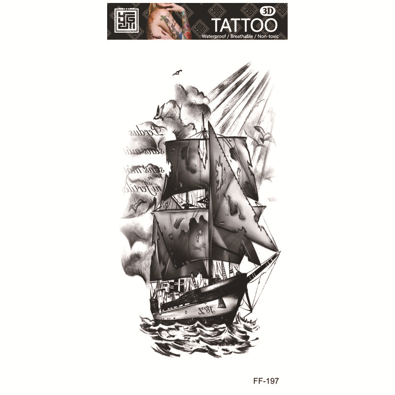 Yuanhua fábrica de pegatinas de tatuaje a prueba de agua en stock al por mayor cabeza de Lobo tótem texto árabe tatuaje pegatinas suministro transfronterizo