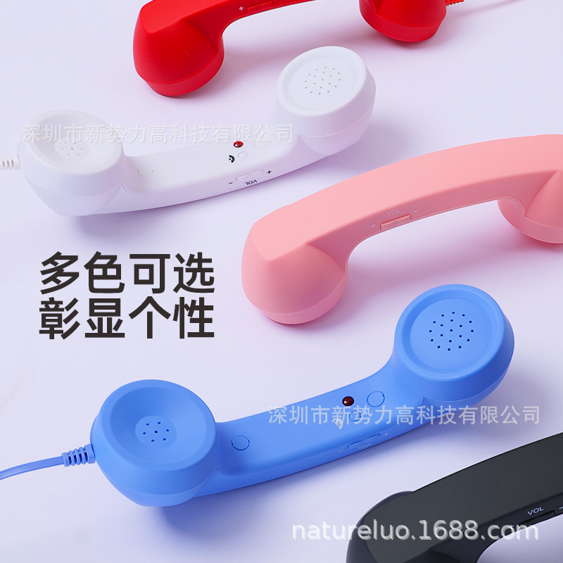 Inventario en línea popularidad de la niña corazón retró teléfono móvil auricular estudiante extraño ajuste de volumen micrófono auricular creativo teléfono