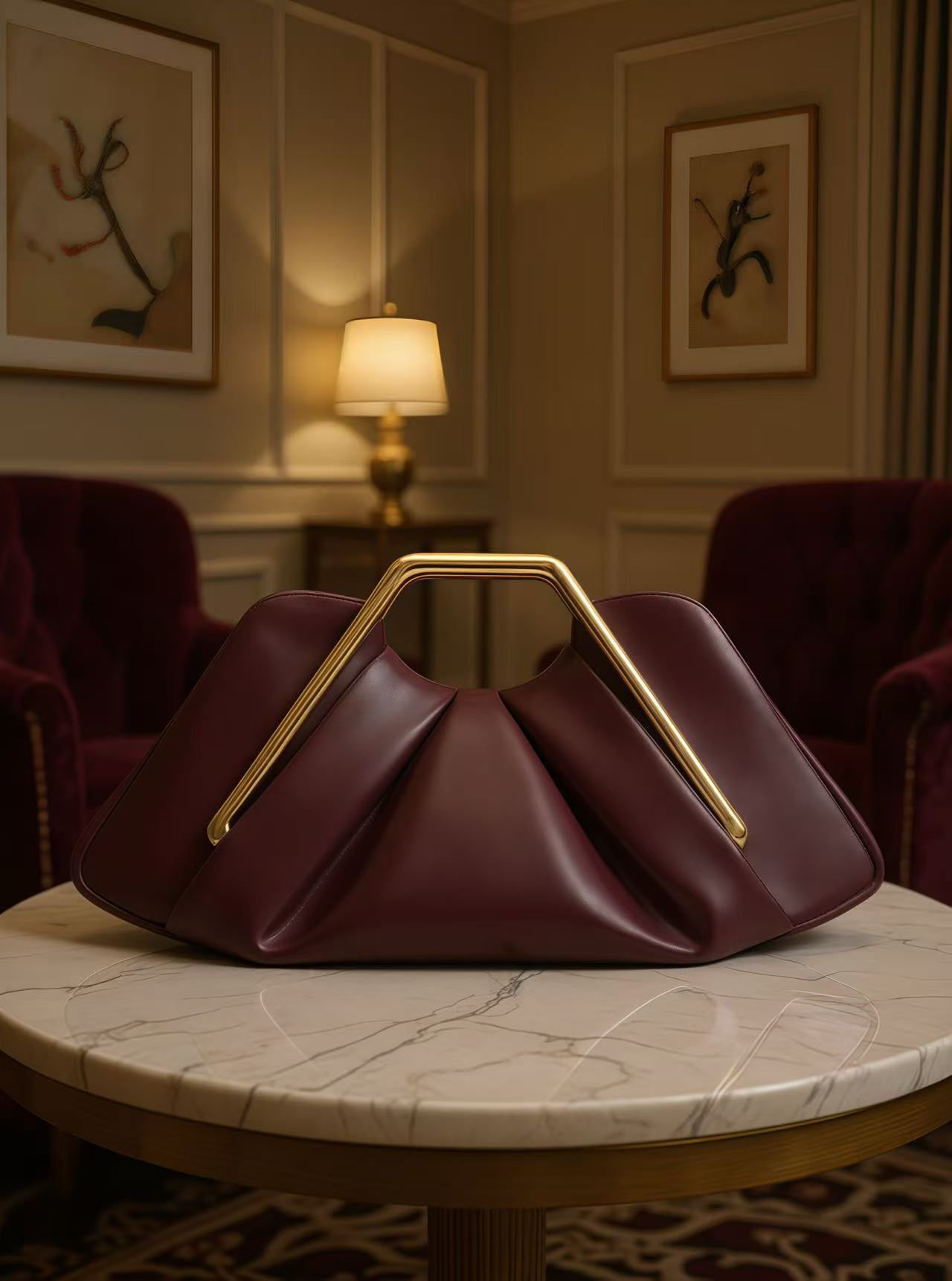 Plissierte Abendtasche Aus Weichem Leder Als Umhängetasche Damen_voghion.com