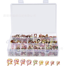 跨境100pcs盒装彩锌弹簧日式卡箍固定卡夹弹性抱箍6-22mm组合套装