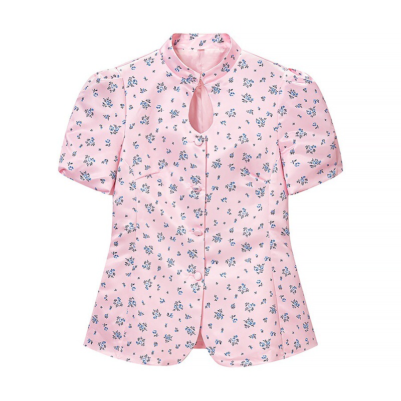 Cross-Border Wholesale Women's New Style Printed Stand-Collar Short-Sleeve Single-Breasted Slim-Fit Jacket Cross-Border Wholesale Women's New Style Printed Stand-Collar Short-Sleeve Single-Breasted Slim-Fit Jacket