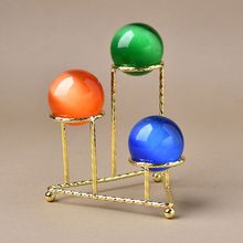 水晶球底座创意金属摆件家居桌面装饰三球座风水球支架底托盘铁艺