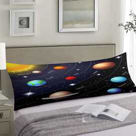 外太空抱枕套太阳系轨道太阳地球火星闪烁夜空星星行星枕套保护套