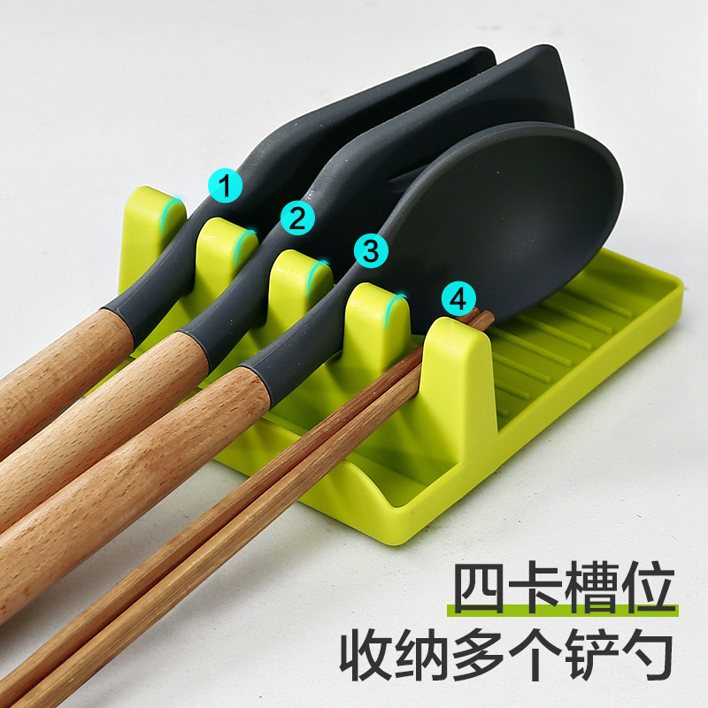 Multifunctional Kitchen Pot Lid and Spatula Rack, Leak-Proof Soup Spoon Chopsticks Shelf, Plastic Floor Standing Household Full Countertop