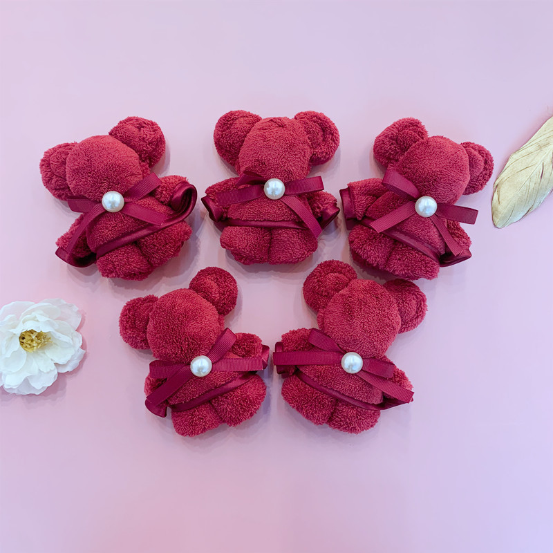 Christmas Bear Towel Snowflake Bell Decorative Festive Hand Towel New Year Wedding Gift Coral Fleece Towel